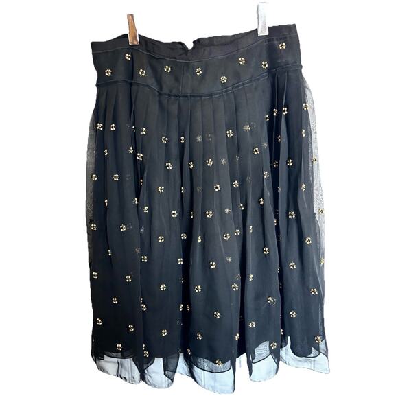 Talbots VTG Black Chiffon Beaded Pleated Skirt Sz 10P Balletcore Fairycore - Picture 1 of 6